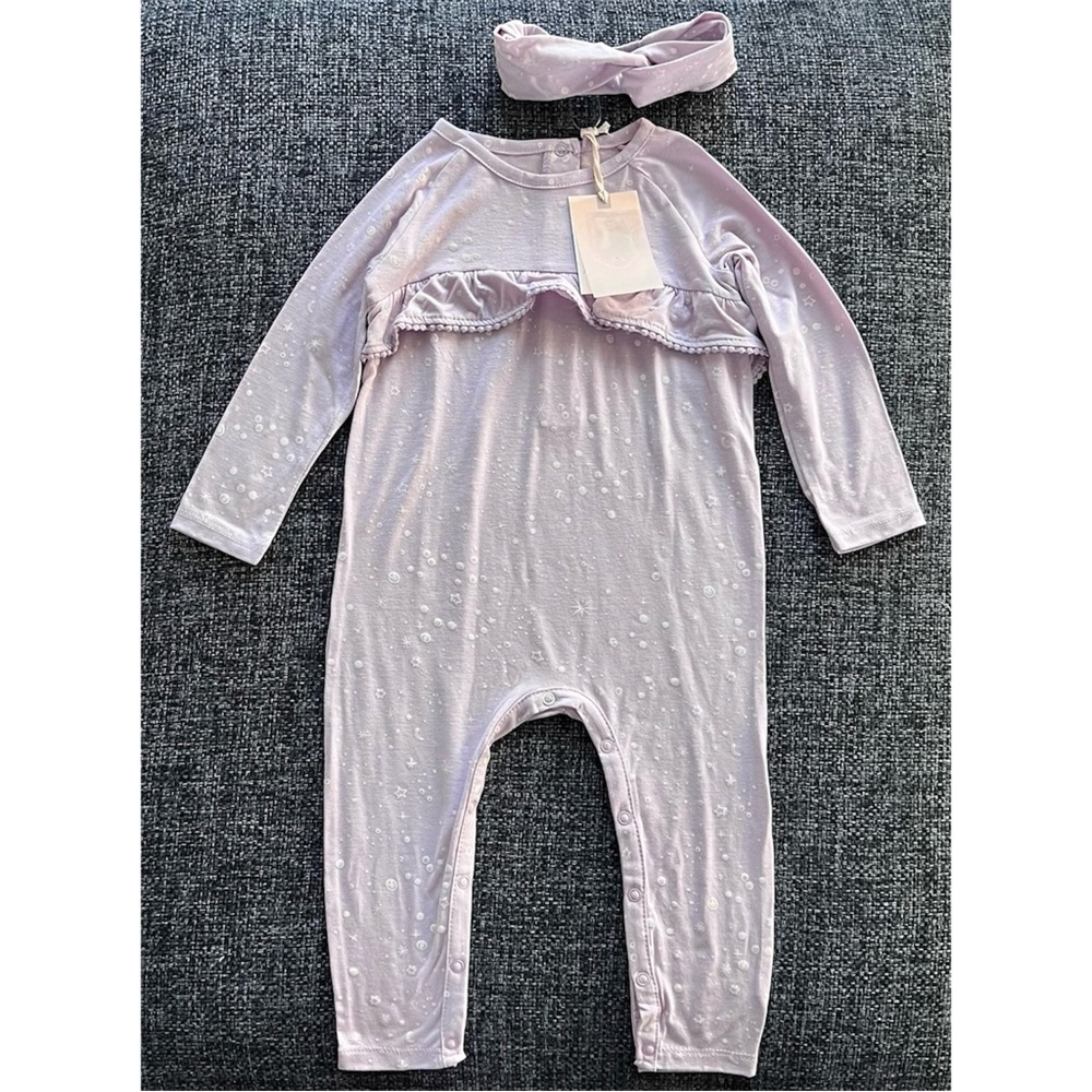 NWT Jessica Simpson Lavender Coverall and Headband Set Size 24 Months